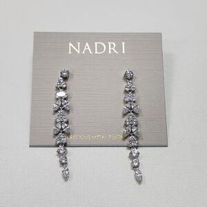 NWT Nadri Silver-Tone Prima Linear Drop Earrings